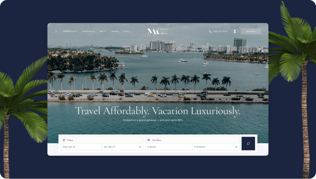 Mak Realty luxury vacation rental web UX UI design case study