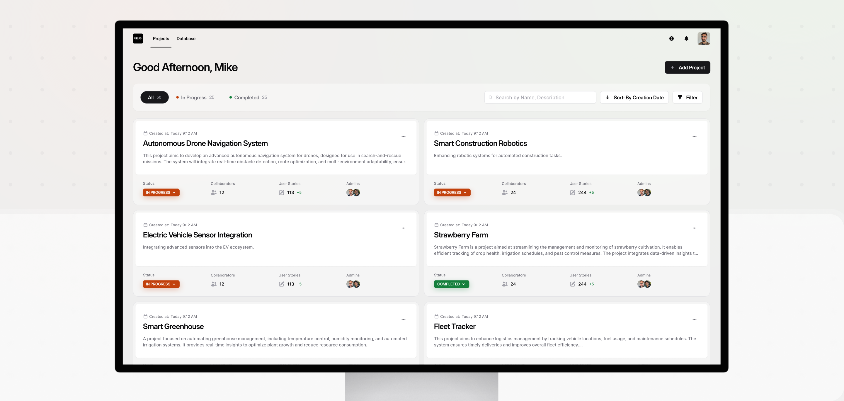 Urus engineering user story SaaS UX UI design case study